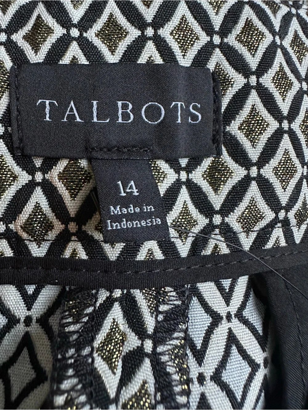 Talbots Pants 14 NWT Metallic Diamond Jacquard Crop Ankle Office